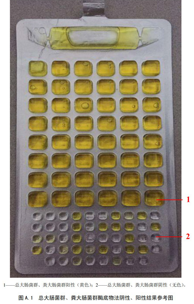 總大腸菌群、糞大腸菌群酶底物法陰性、陽性結果參考圖